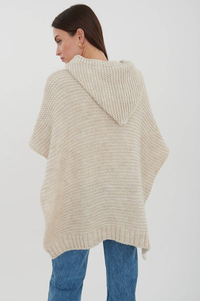 Alpaca Blend Hooded Knit Poncho