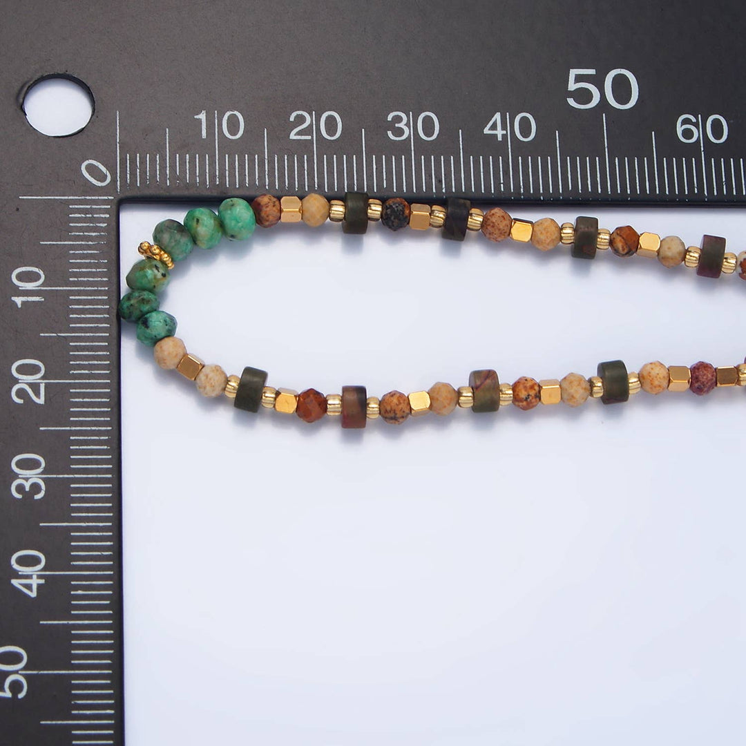 Turquoise & Citrine Beaded Necklace With 14k Gold Plated Accents