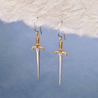 Sterling Silver Sword Dangle Earrings