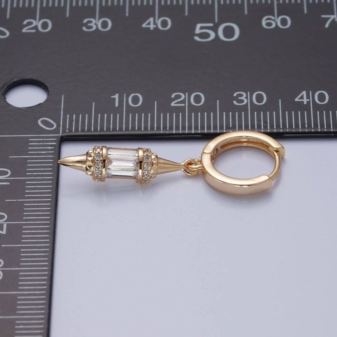 18K Gold Filled Pendulum Spike Drop Earrings
