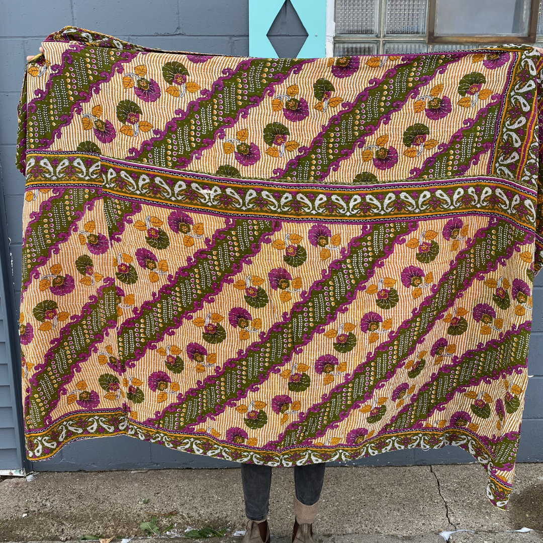 Kantha Quilt Made From Recycled Saris