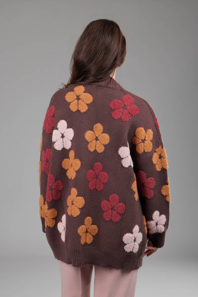 Autumn  Floral Knit Cardigan