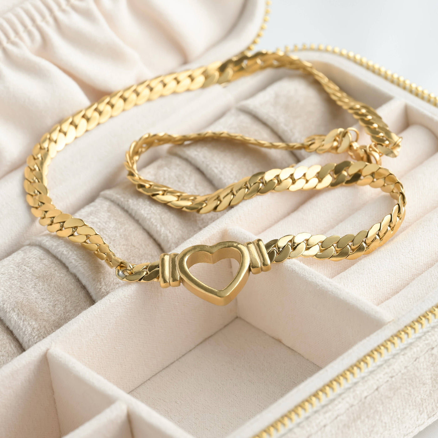 Chunky Heart Choker - Waterproof 18k Gold Heart Necklace