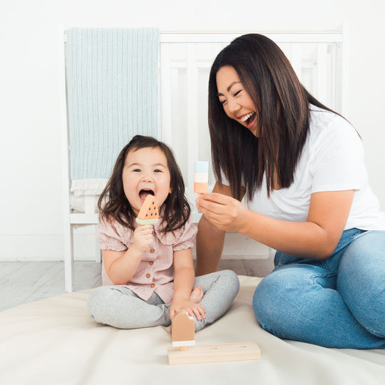 Wooden Ice Cream Stacking Toy, Toddler Montessori Play Food