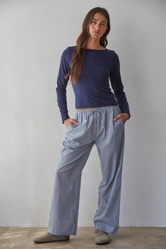 Boat Neck Long Sleeve Top
