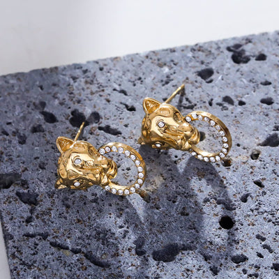 Small Lion Head Stud Earrings