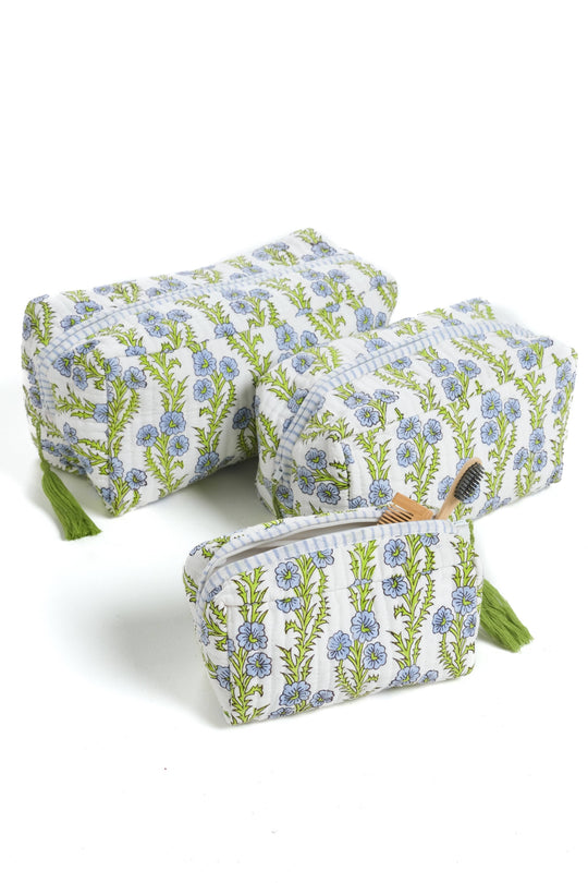 Forget-Me-Not Blockprint Makeup Bag