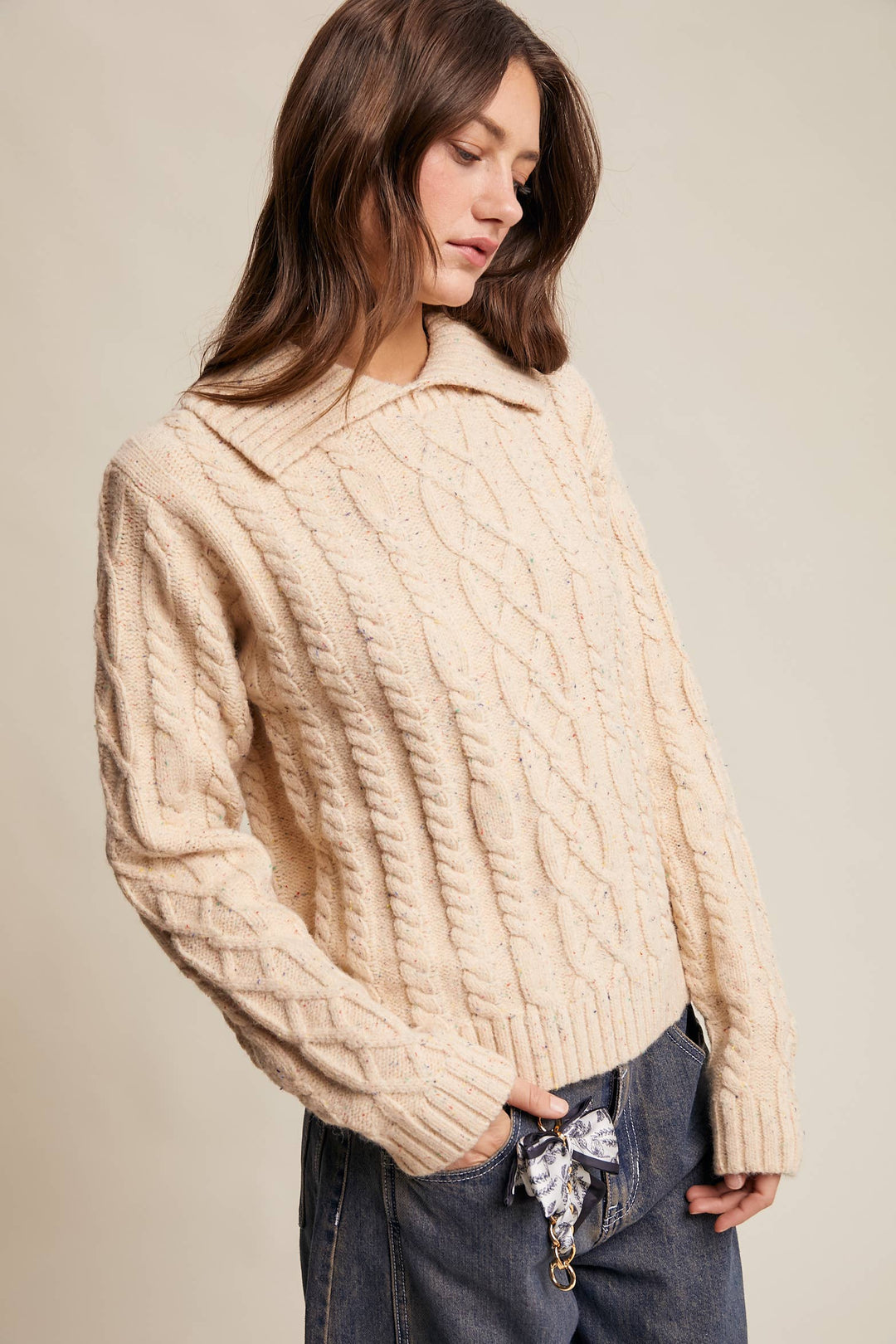 Collared Cable Knit Sweater