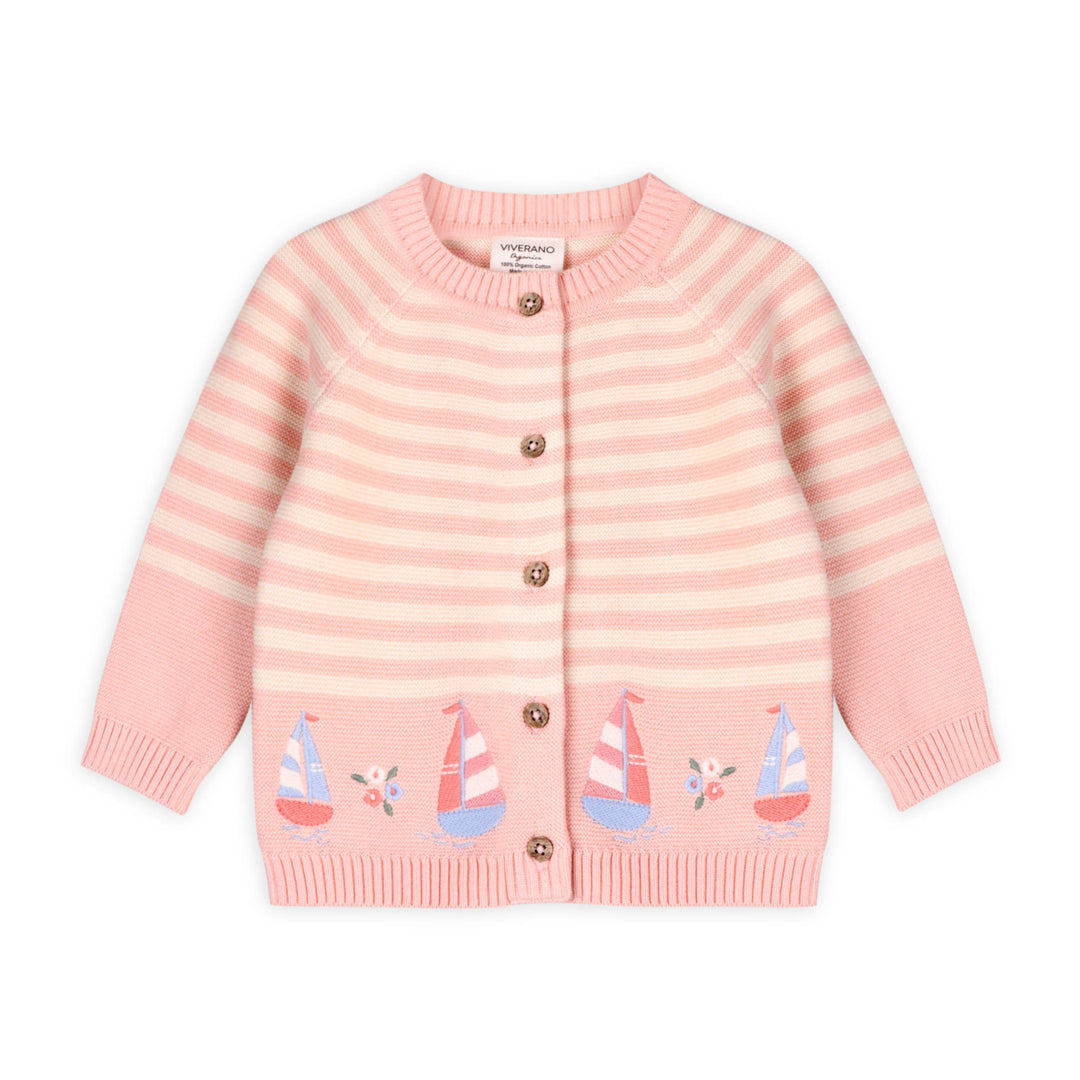 Sailboats & Stripe Baby Knit Cardigan