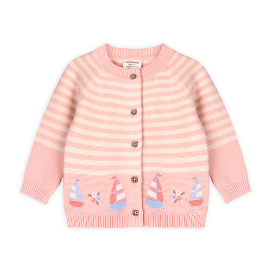 Sailboats & Stripe Baby Knit Cardigan