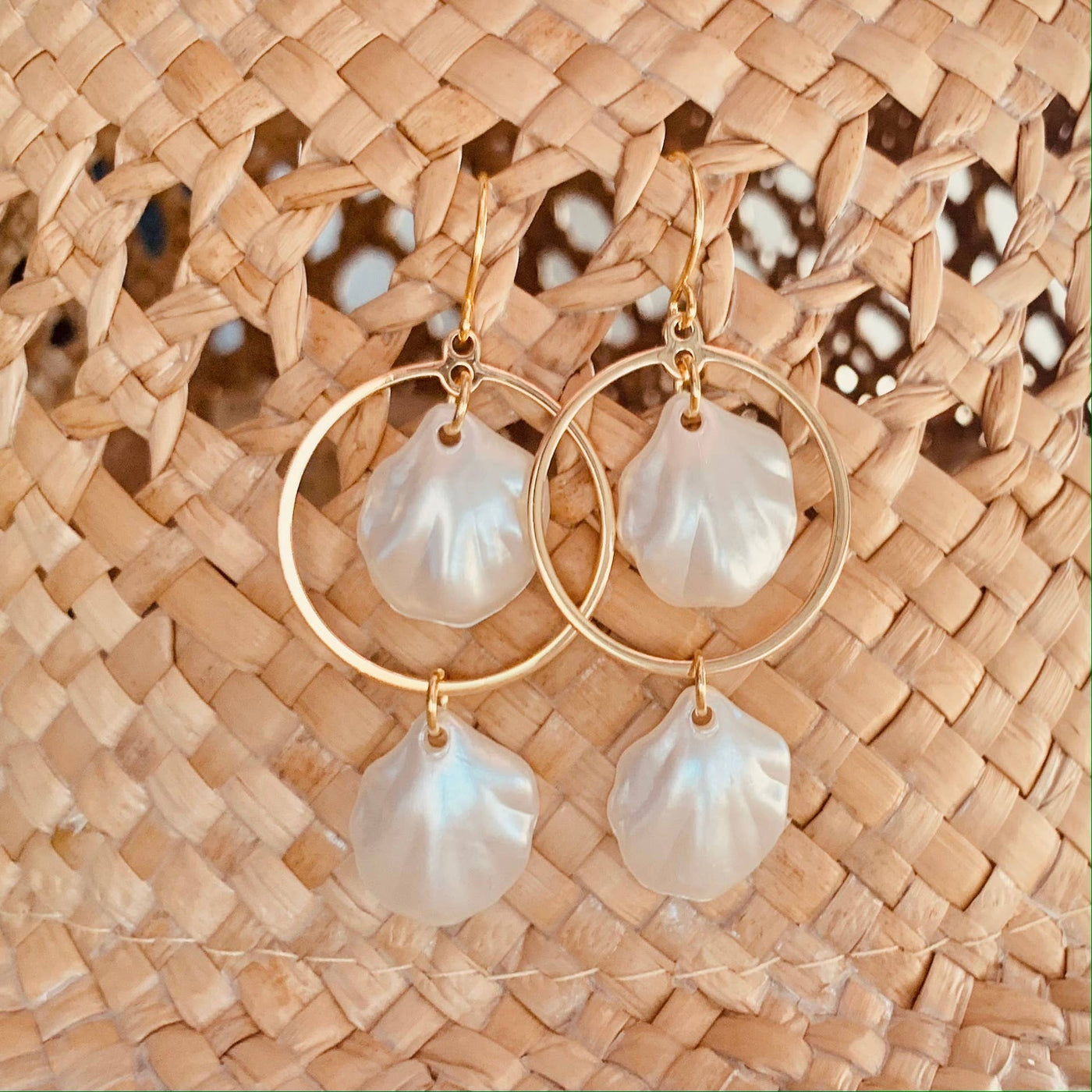 Double Scoop Seashell Dangle Earrings