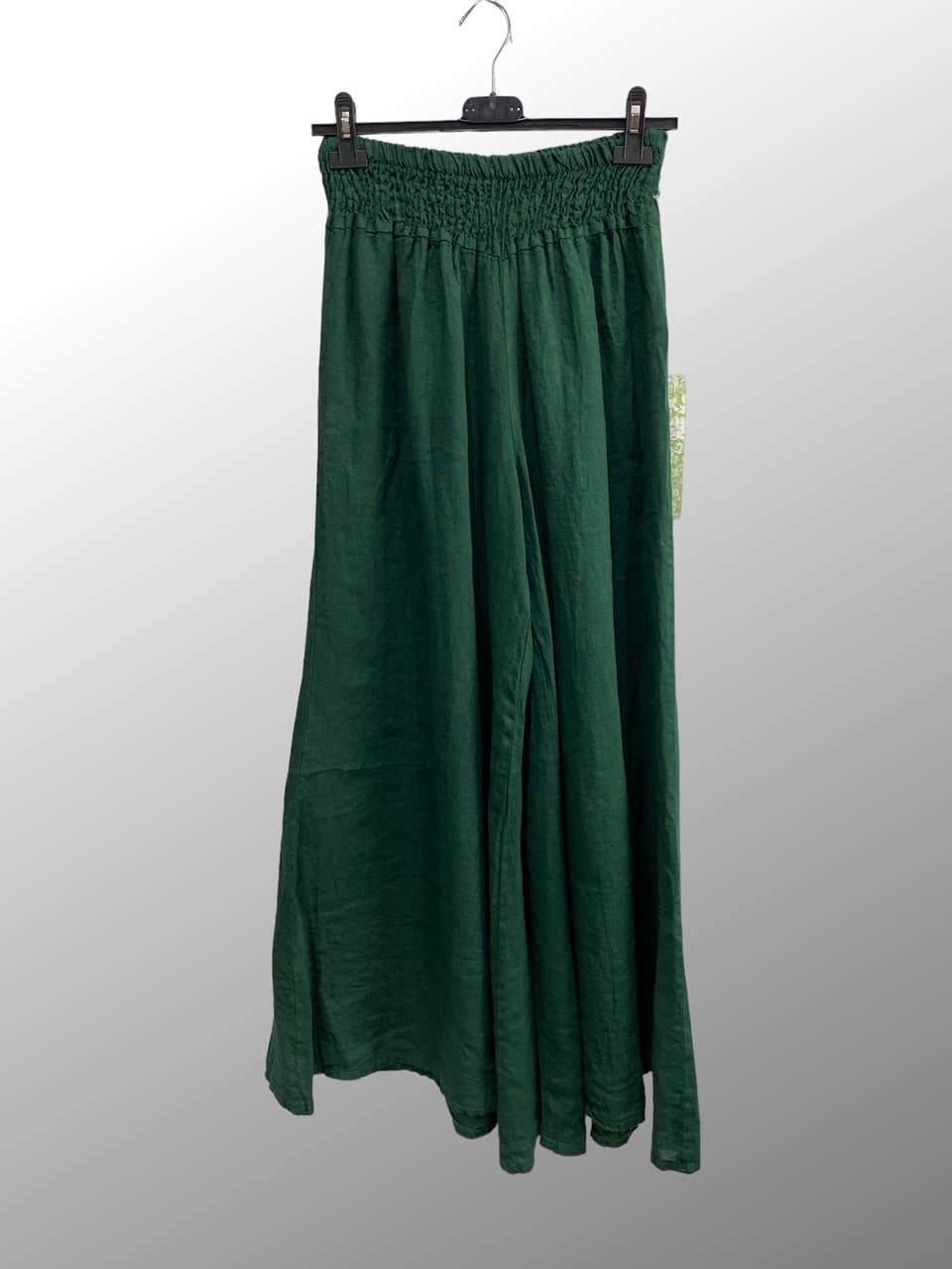 Flared Linen Pants w/ Wide Waistband