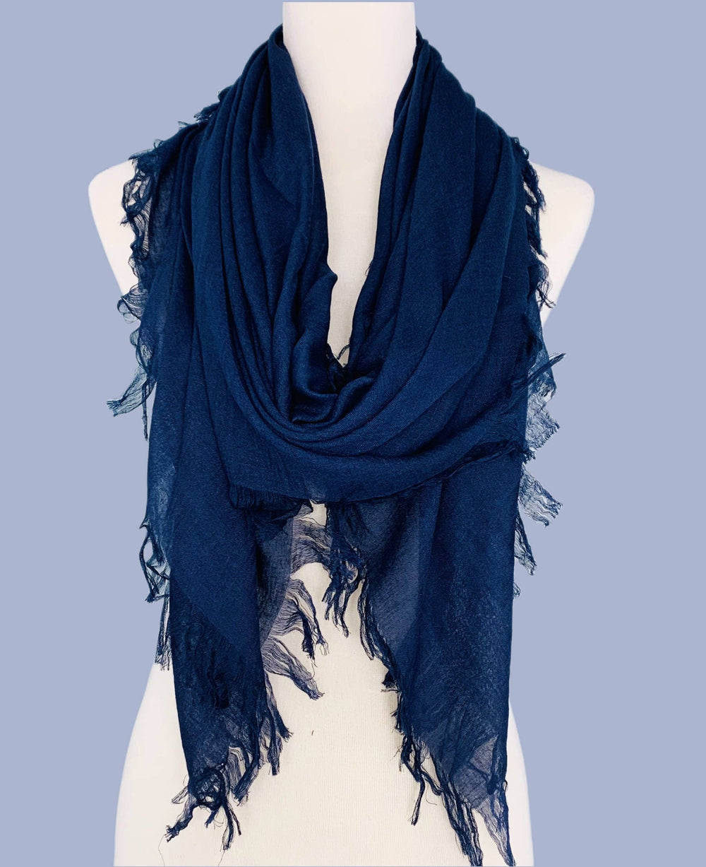 Soft Cotton Solid Frayed Scarf