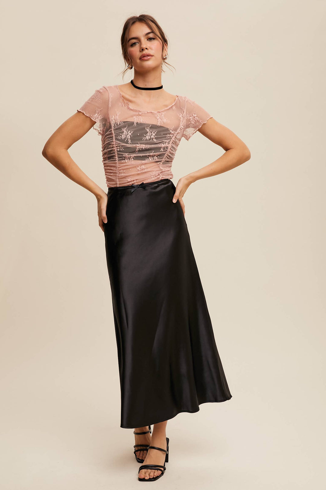 Satin Midi Slip Skirt