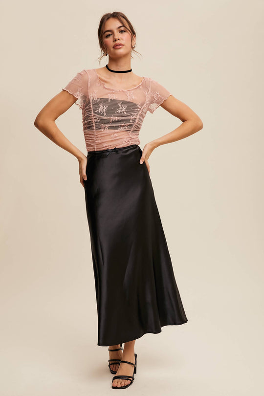 Satin Midi Slip Skirt