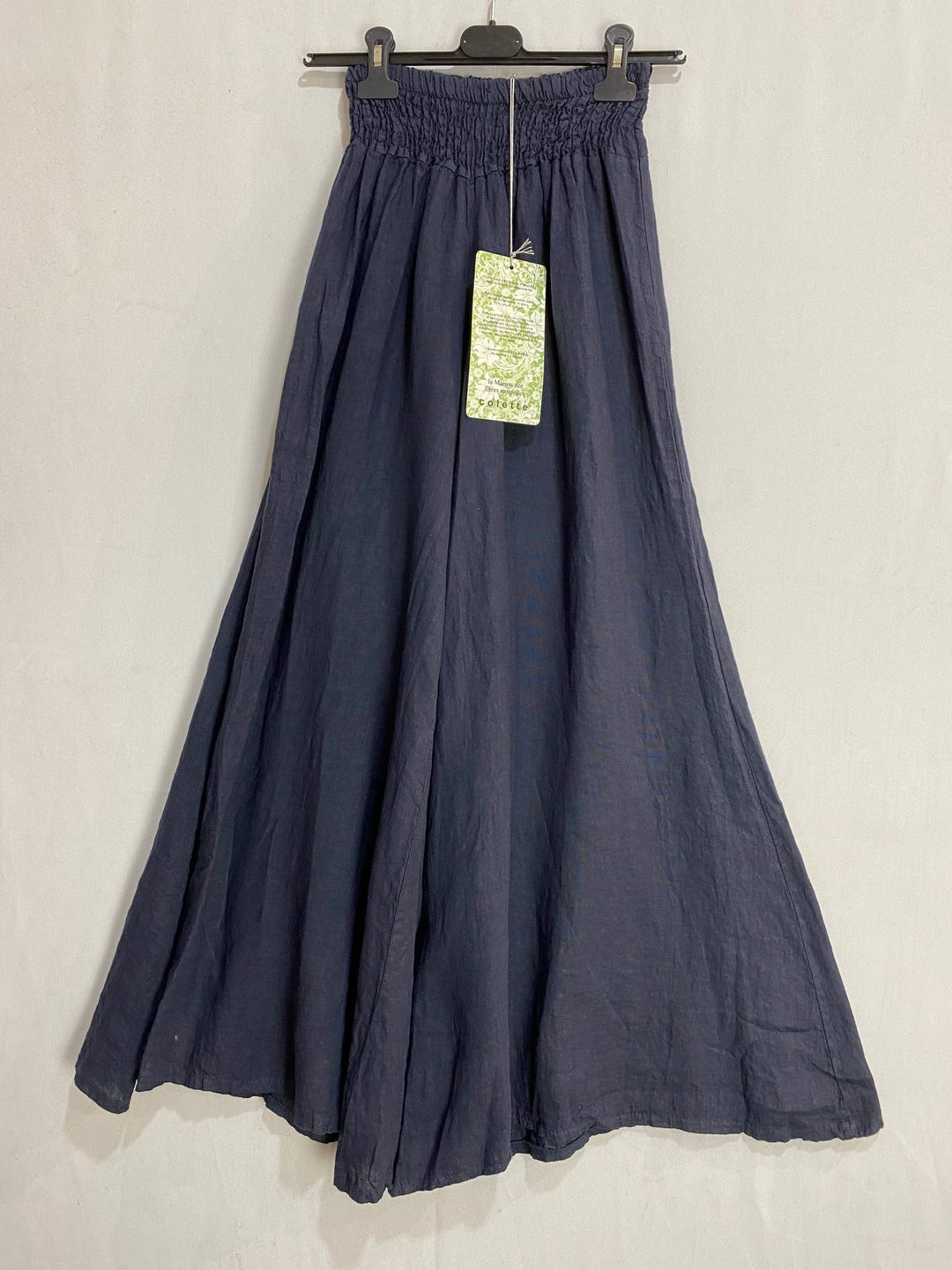 Flared Linen Pants w/ Wide Waistband