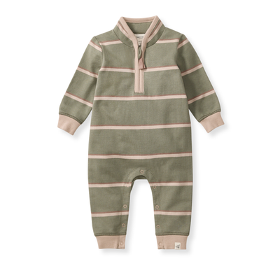 Green Holland Stripe Infant Jumpsuit