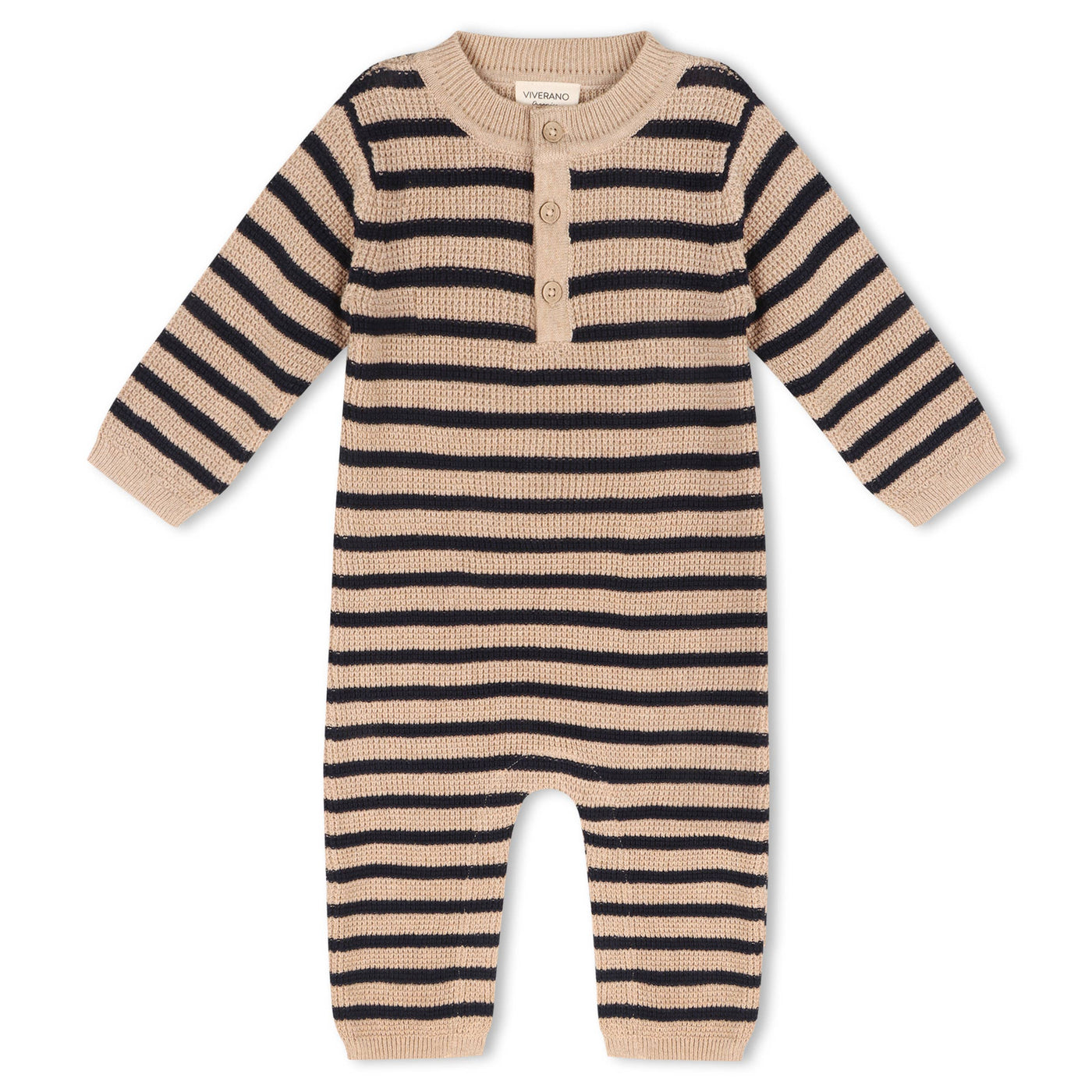 Navy Stripe Chunky Sweater Knit Baby Jumpsuit