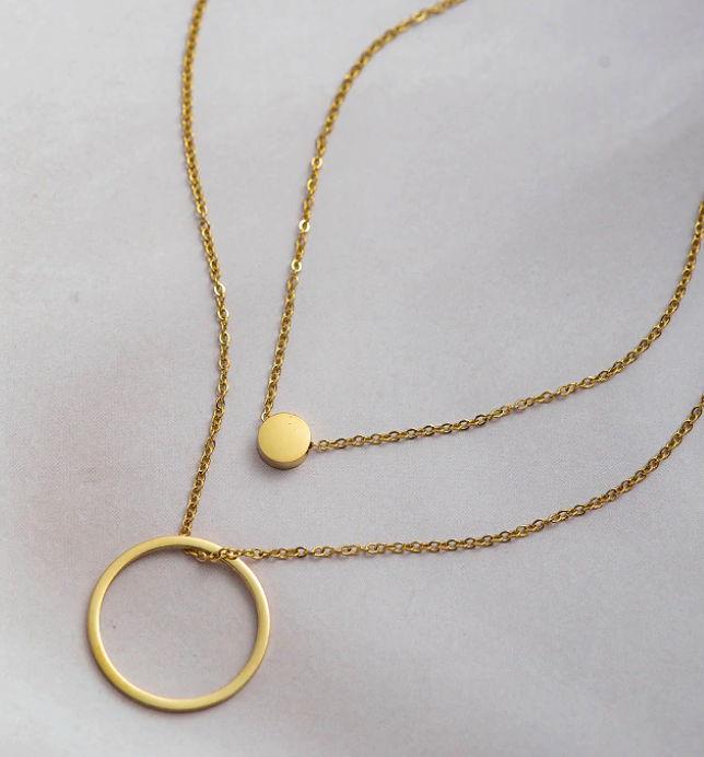Minor Metal Jewelry Gold Circle Layered Necklace - Simple Good