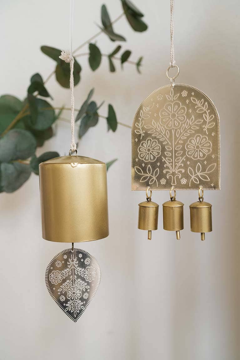 Haveli Wind Chime, Etched Brass - Handmade