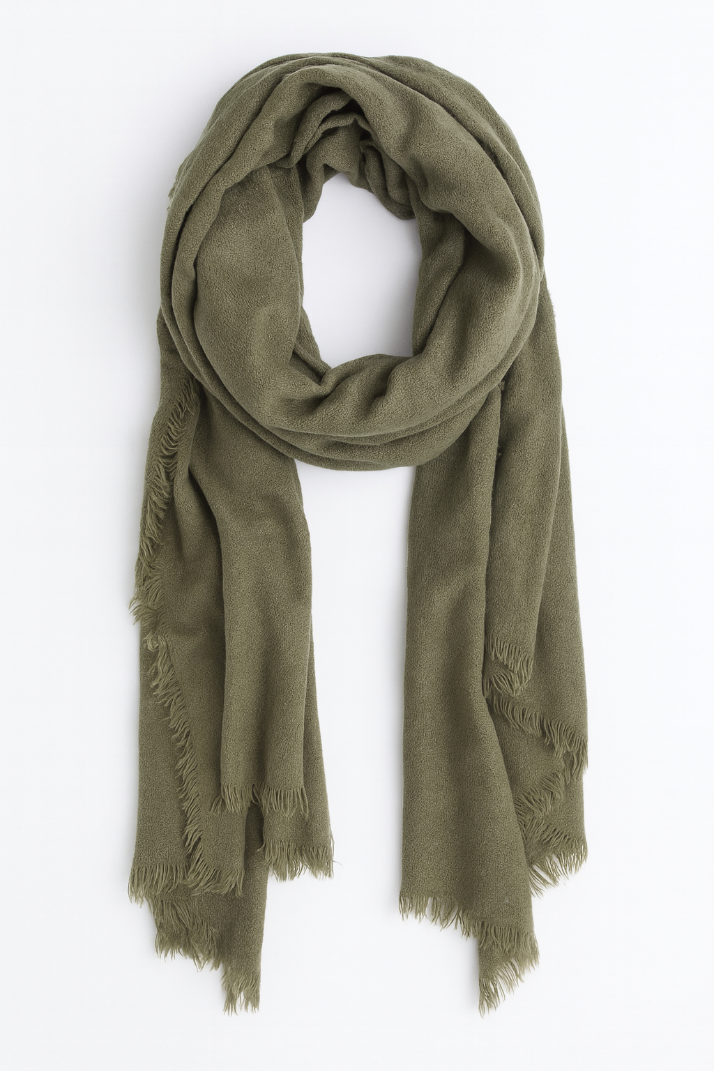 Olive Solid Cashmere Blend Woven Blanket Scarf