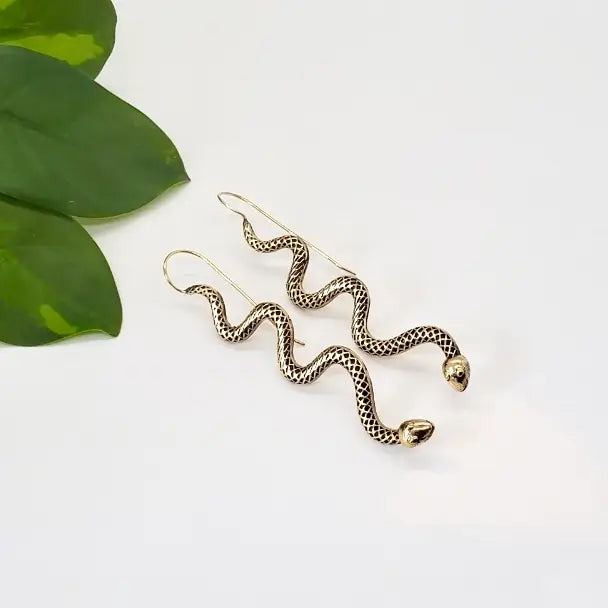 Baizaar Brass Serpent Earrings - Simple Good