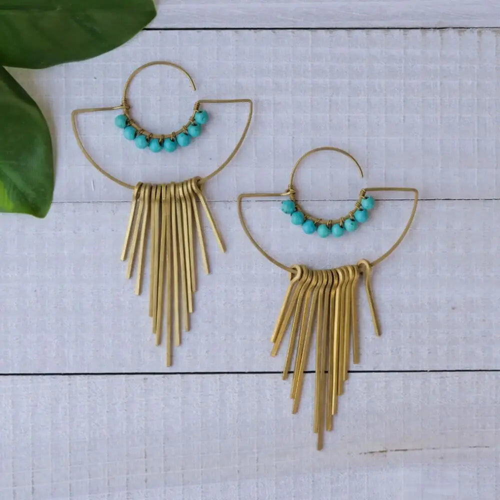 Baizaar Brass Fringe Earrings - Simple Good