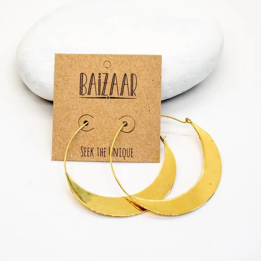 Baizaar Brass Crescent Earrings - Simple Good