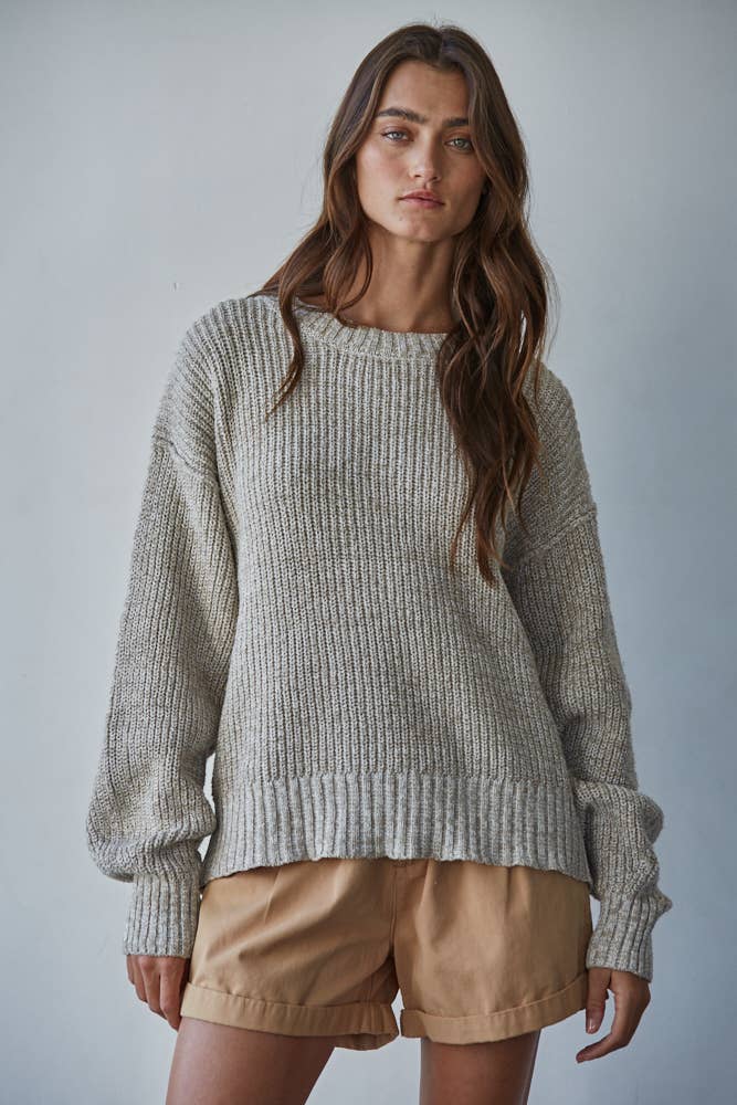 Cotton Ribbed High Mock Neck Sweater