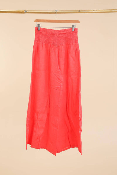 Linen Trousers With Elastic Cinched Waist