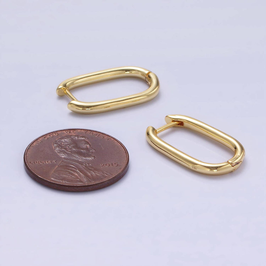 24K Gold Filled 20mm Minimalist Oblong Hoop Earrings