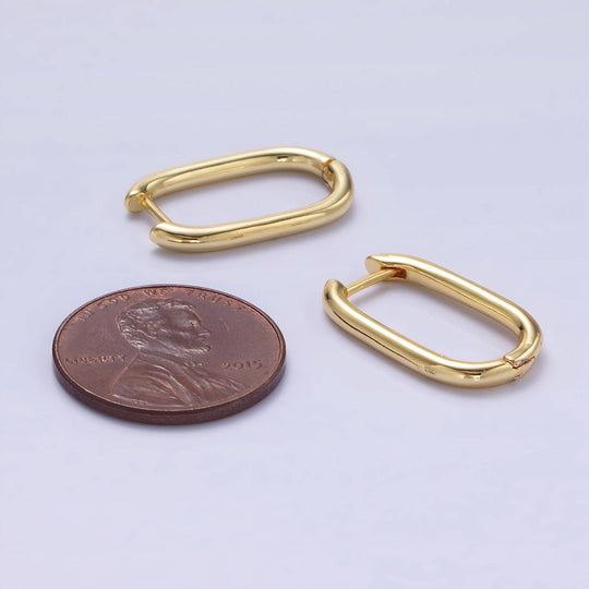 24K Gold Filled 20mm Minimalist Oblong Hoop Earrings