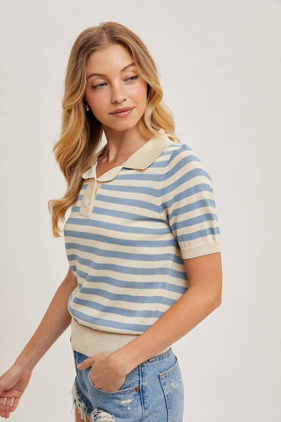 Striped Knit Polo