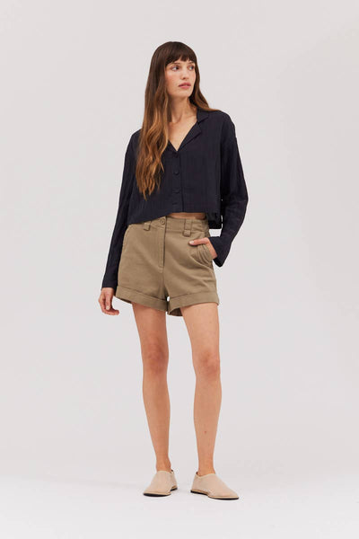 Long Sleeve Button Down Crop Top