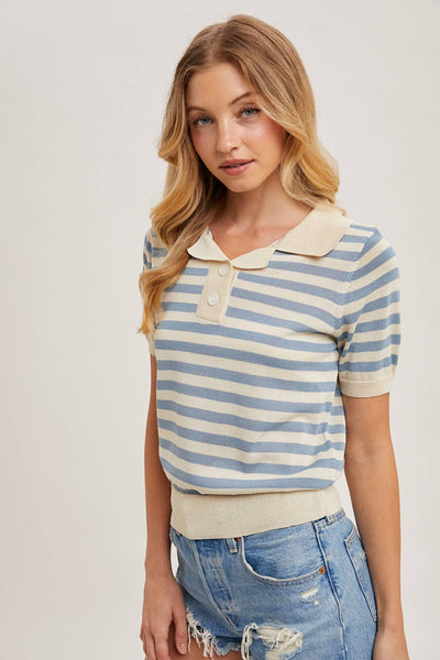 Striped Knit Polo