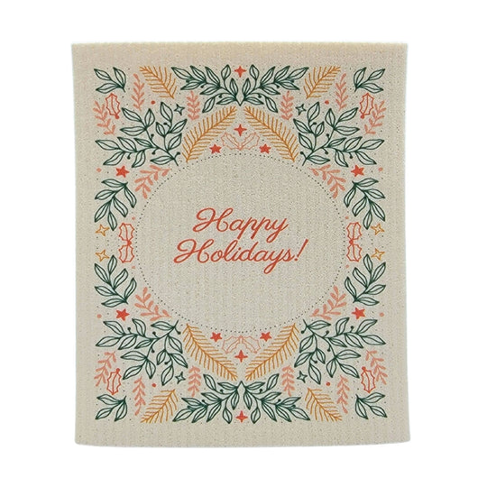 Happy Holidays Swedish Dishcloth