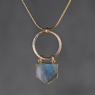 Labradorite Shield & Circle Necklace