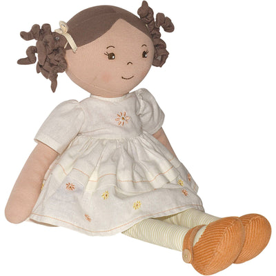 Cecilia Dk. Brown Hair in Cream Linen Dress with Display Box