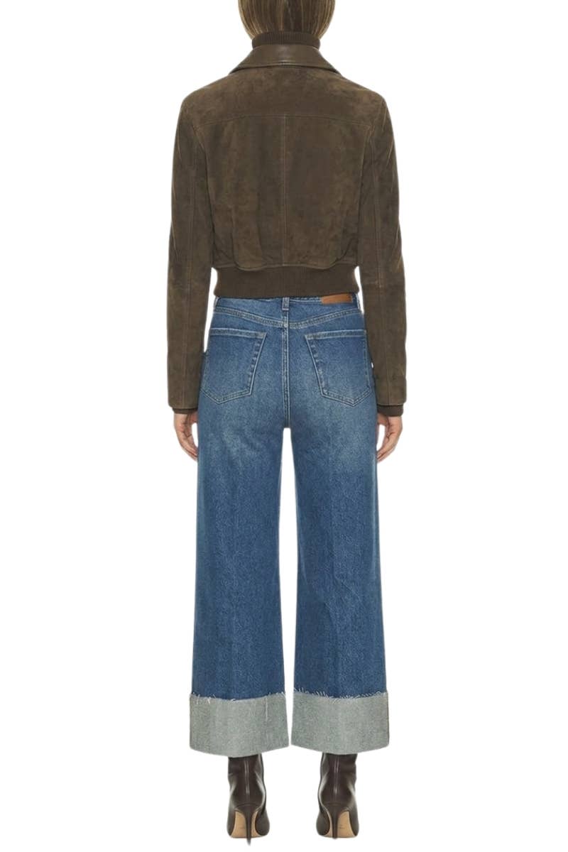 Inseam Transform High Rise Wide Leg Cuffed Jeans