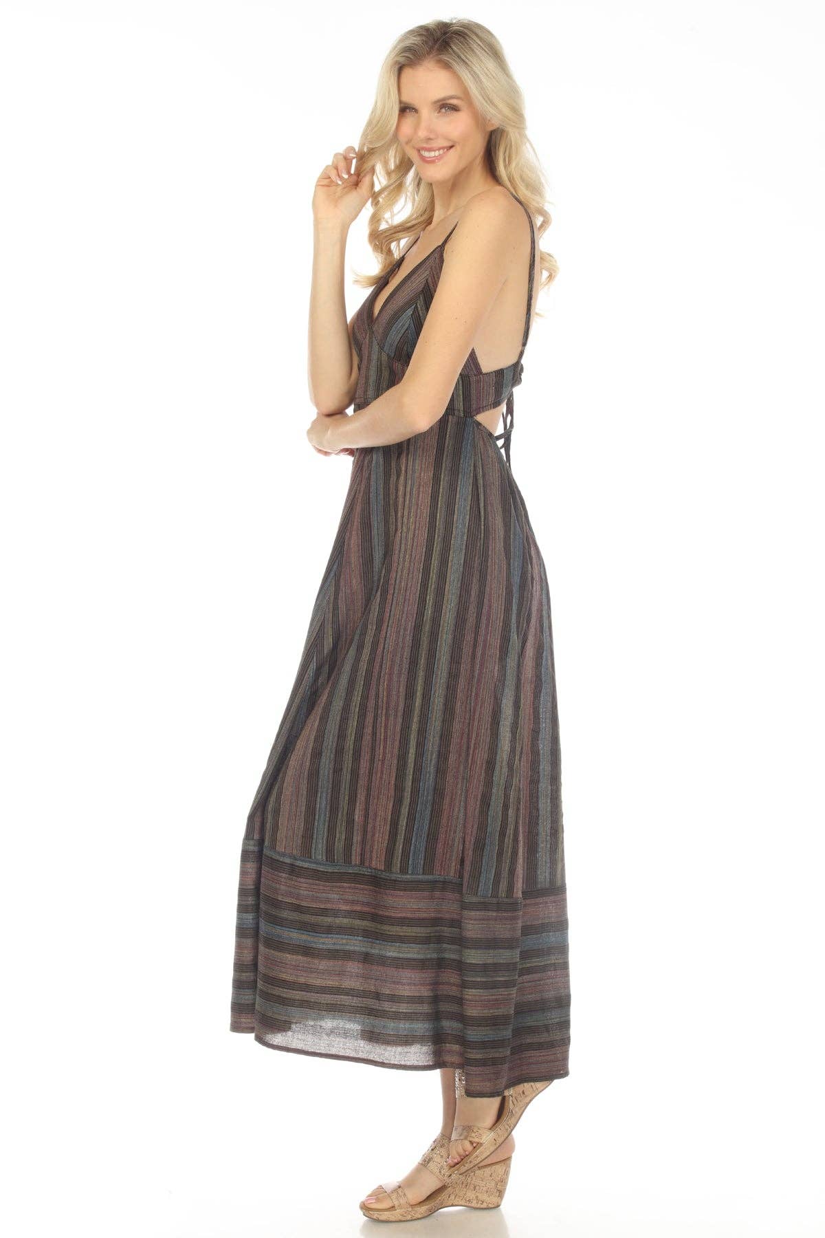 Striped Bustier Maxi Dress