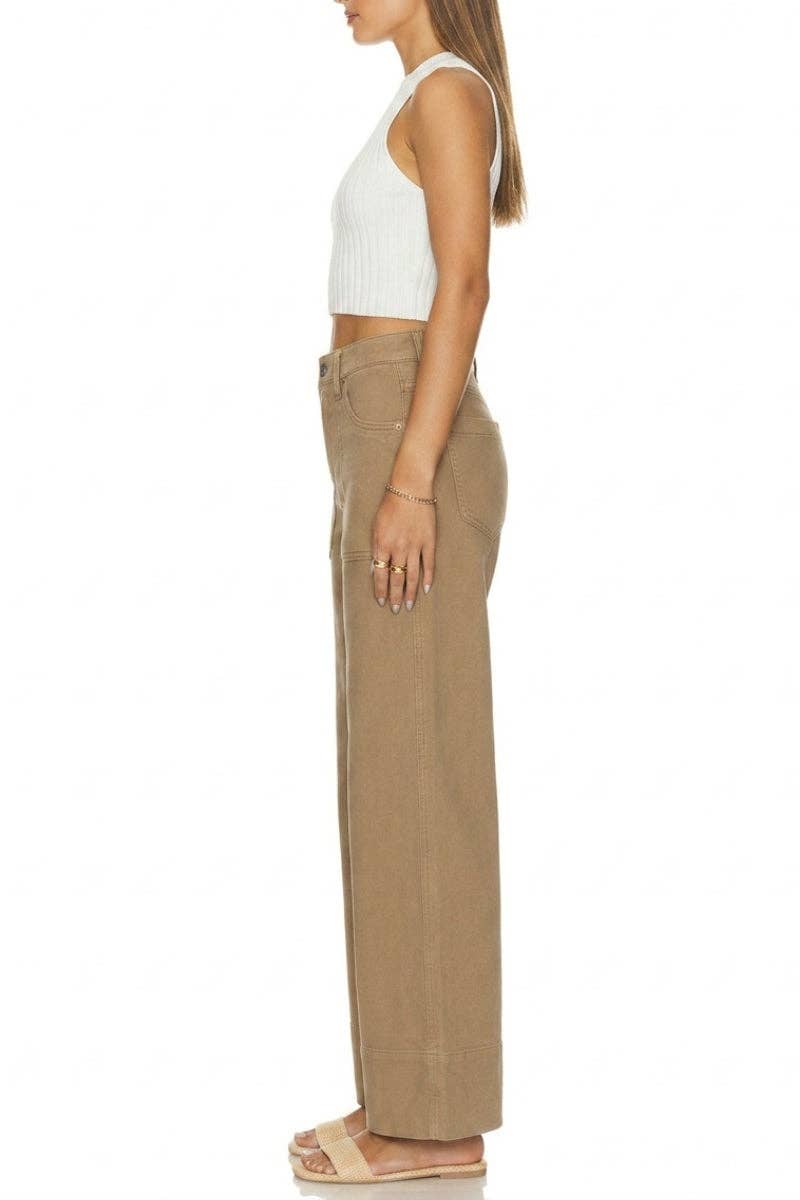 High Rise Tummy Control Garment Dyed Palazzo Jeans