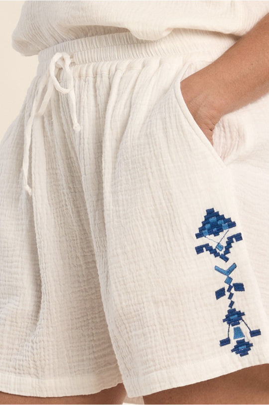 Cotton Embroidered Shorts