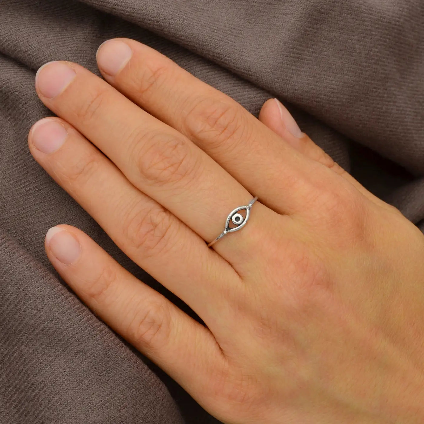 Sterling Silver Evil Eye Ring