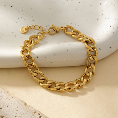 Gold Chain Bracelet With Thick Links