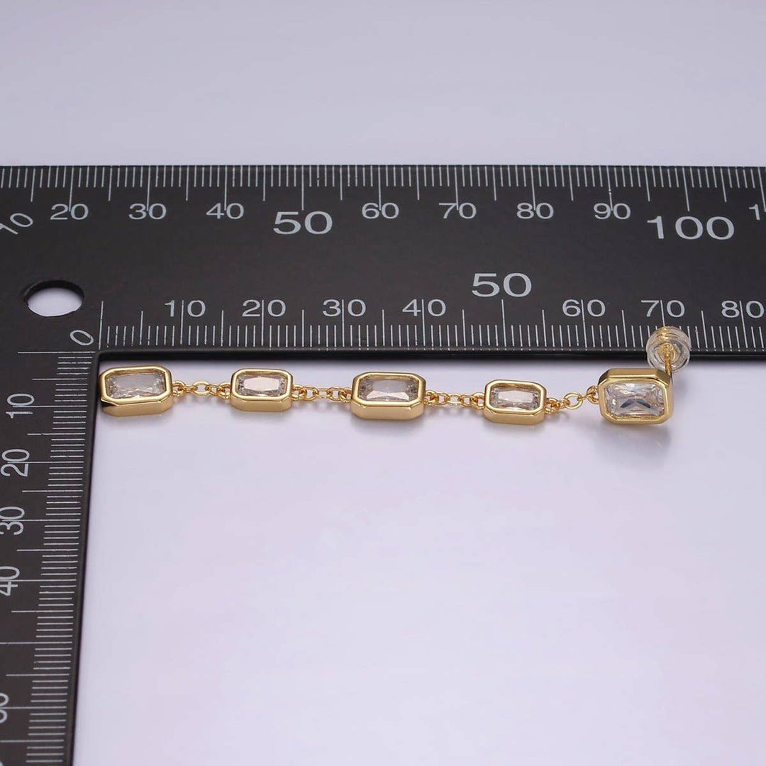 14K Gold Filled 70mm Multiple Baguette Drop Earrings