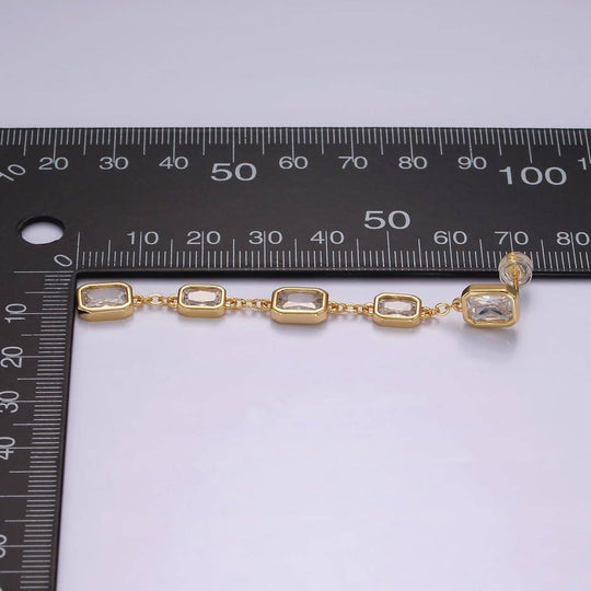 14K Gold Filled 70mm Multiple Baguette Drop Earrings