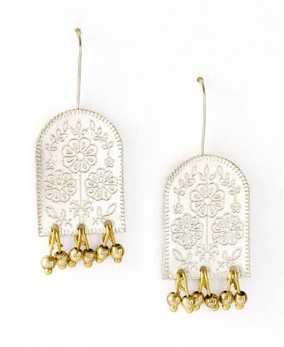 Haveli Etched Statement Brass Earrings