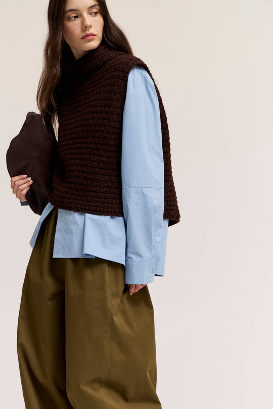 High Neck Sleeveless Sweater Top