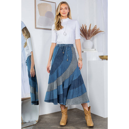 Midi Skirt With Asymmetrical Bias Panels