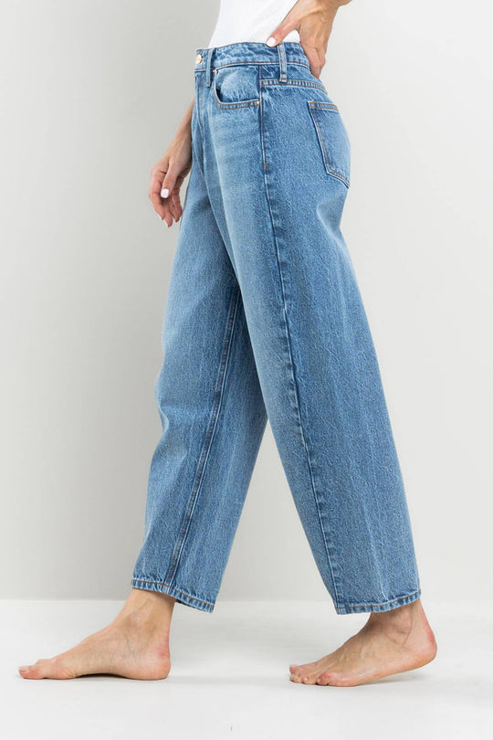 SneakPeek HIGH RISE BALLON FIT JEANS IN MEDIUM VINTAGE SP-P12565MV - Simple Good
